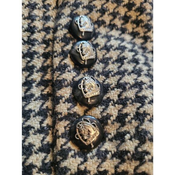 Lauren Ralph Lauren Jacket Women's 6 Houndstooth Black Ivory Zip Wool Silk - Picture 6 of 6